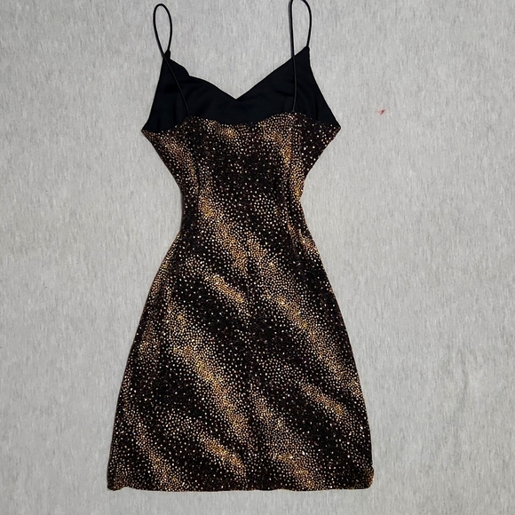 Vintage Sparkly Mini Little Black Party Spaghetti Strap Tank Dress - Picture 5 of 11